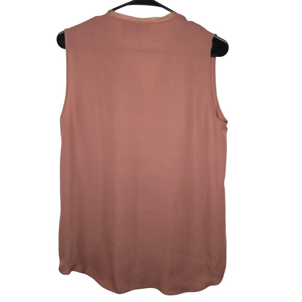 Theory Women's Rose Pink Taneah Double GGT Silk V-Neck Sleeveless Blouse Size‎ M - Picture 7 of 8